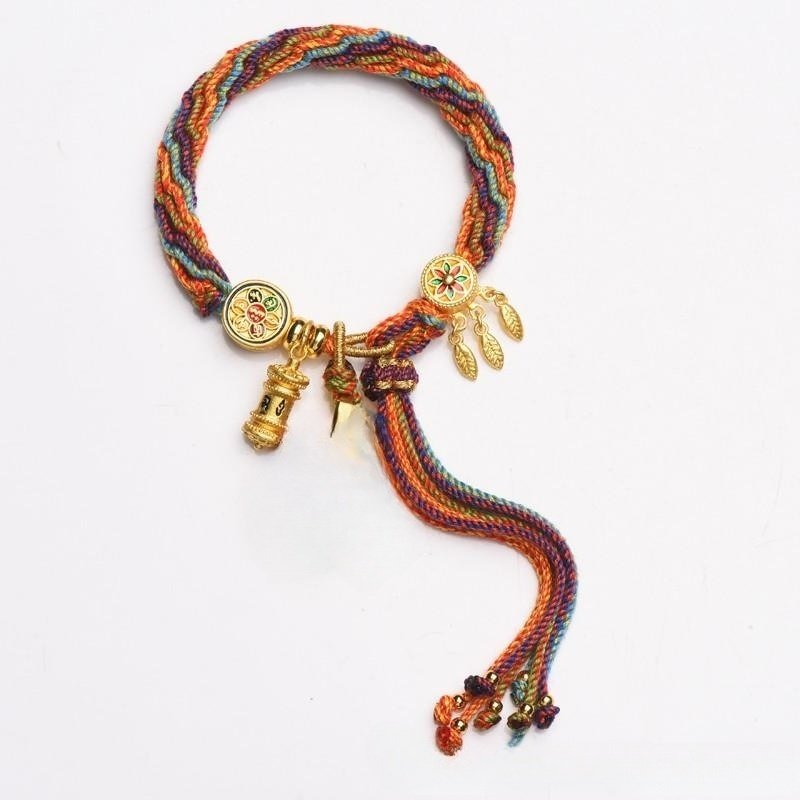 Hand-Woven Cycle Tibetan Carrying Strap Bracelet - Image 5